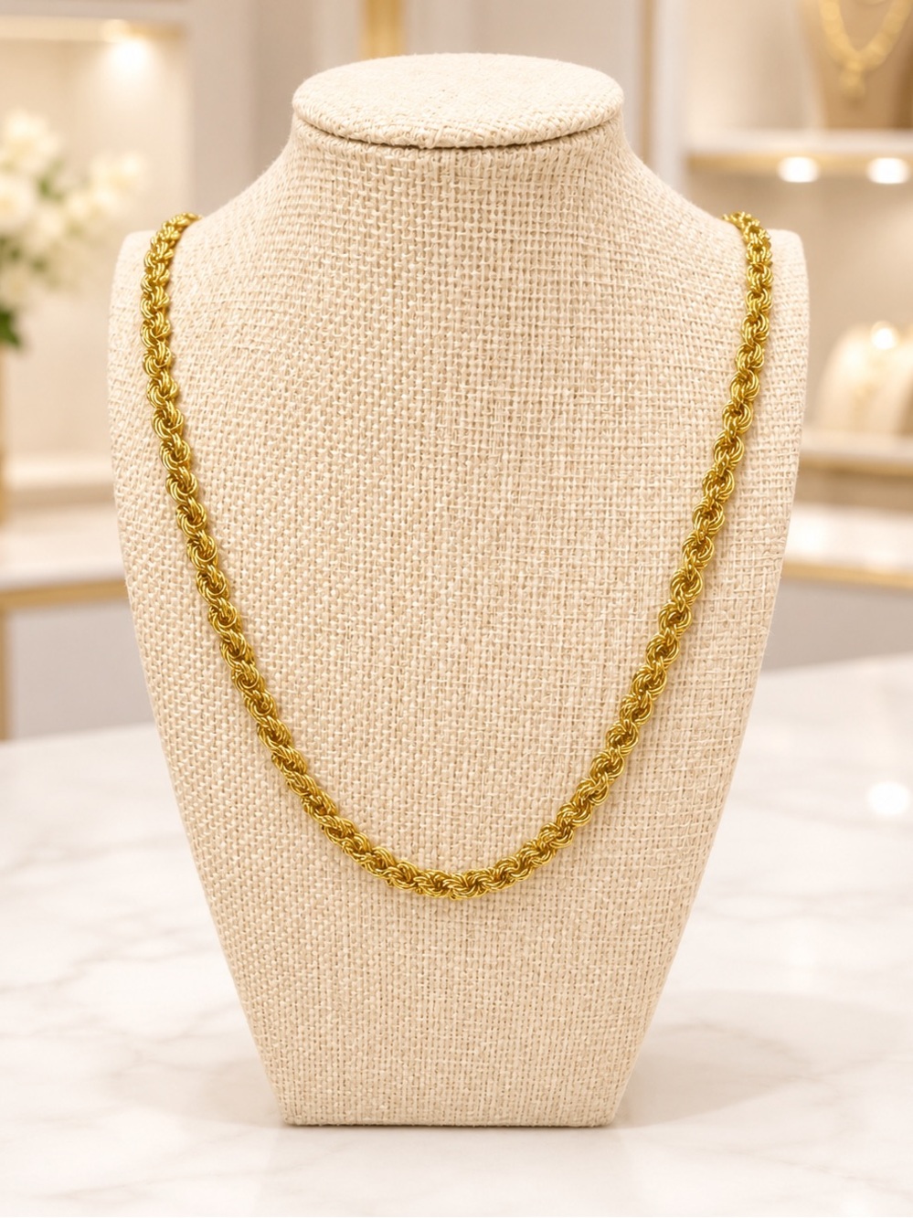 Vintage Gold-Tone Rosette Swirl Link Necklace